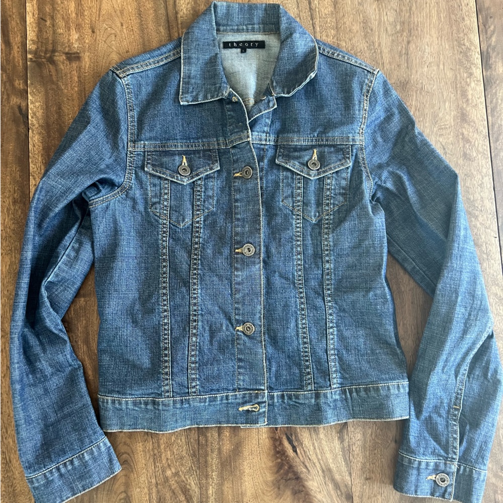 Fitted Denim Jacket Theory size L